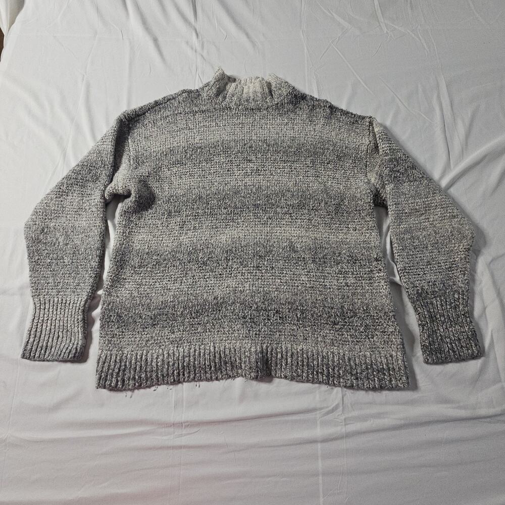 Chaps Womens L Gray Textured Knit Sweater Cotton Blend Crewneck Pullover